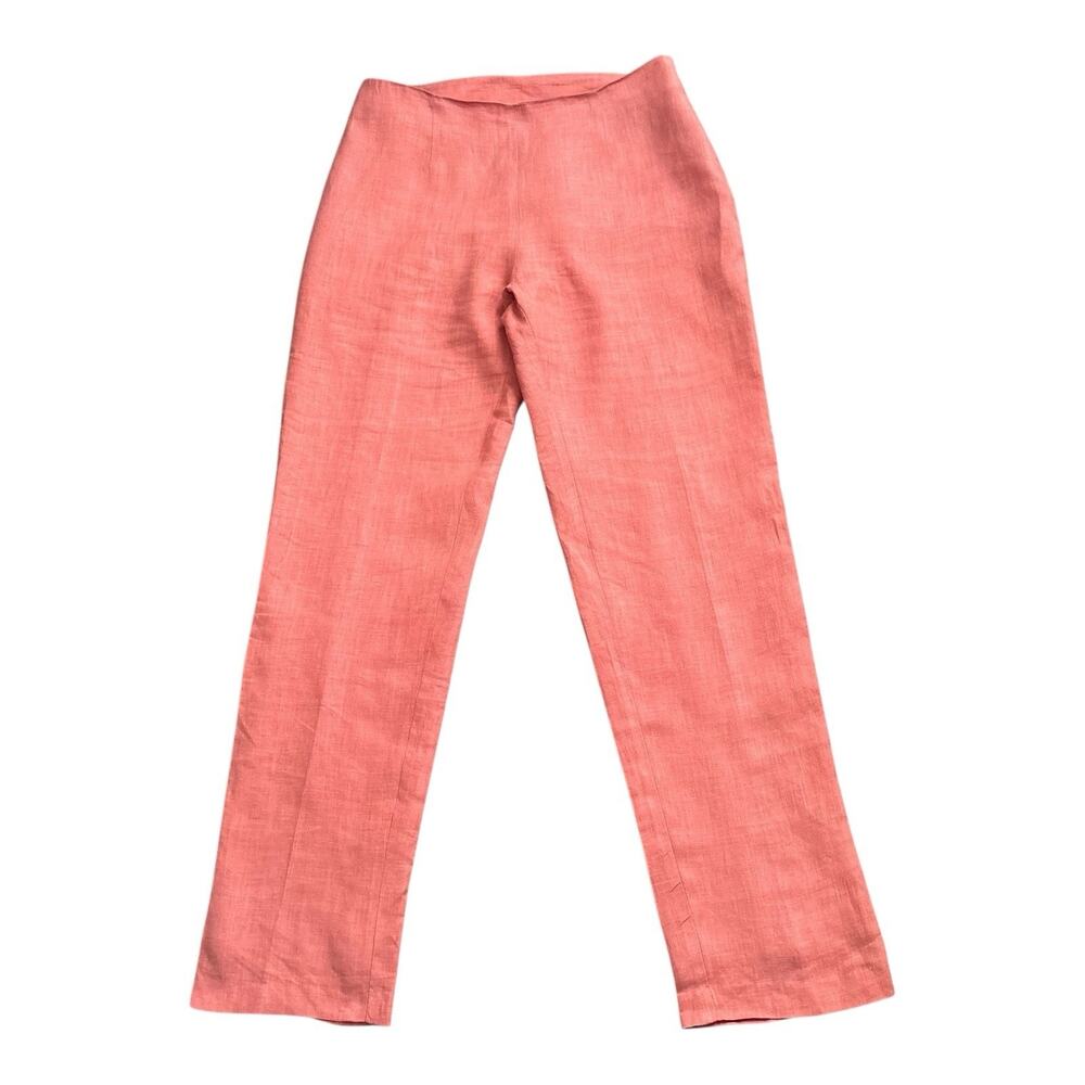 CONNIE ROBERSON Womens Size 8 Linen Side Zip Lined Coral Pants 31" Inseam